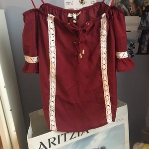 Maroon off the shoulder top